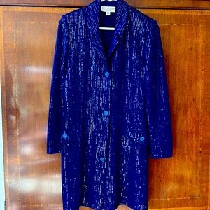 St. John Evening by Marie Gray royal blue sequined coat dress, size 12.